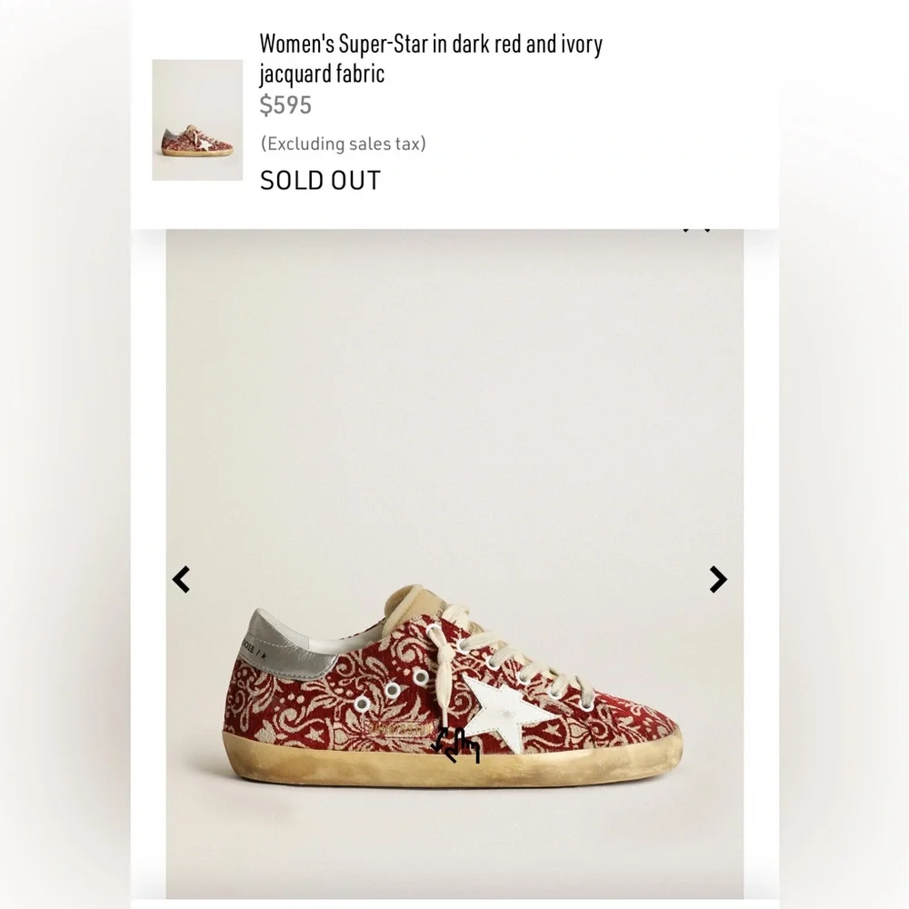 Golden Goose Rare Dark Red and Ivory Jacquard Super Star purchased in Rome. - Picture 6 of 7